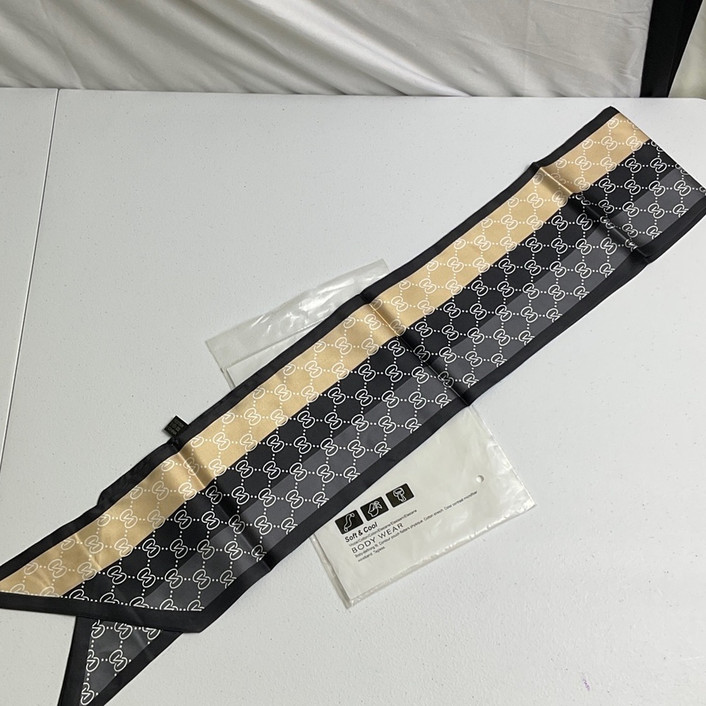 Chic Black and Gold Patterned Scarf